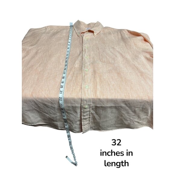 Brooks Brothers Orange Linen Blend Short Sleeve Button-Down Shirt Men’s Classic - Picture 5 of 5